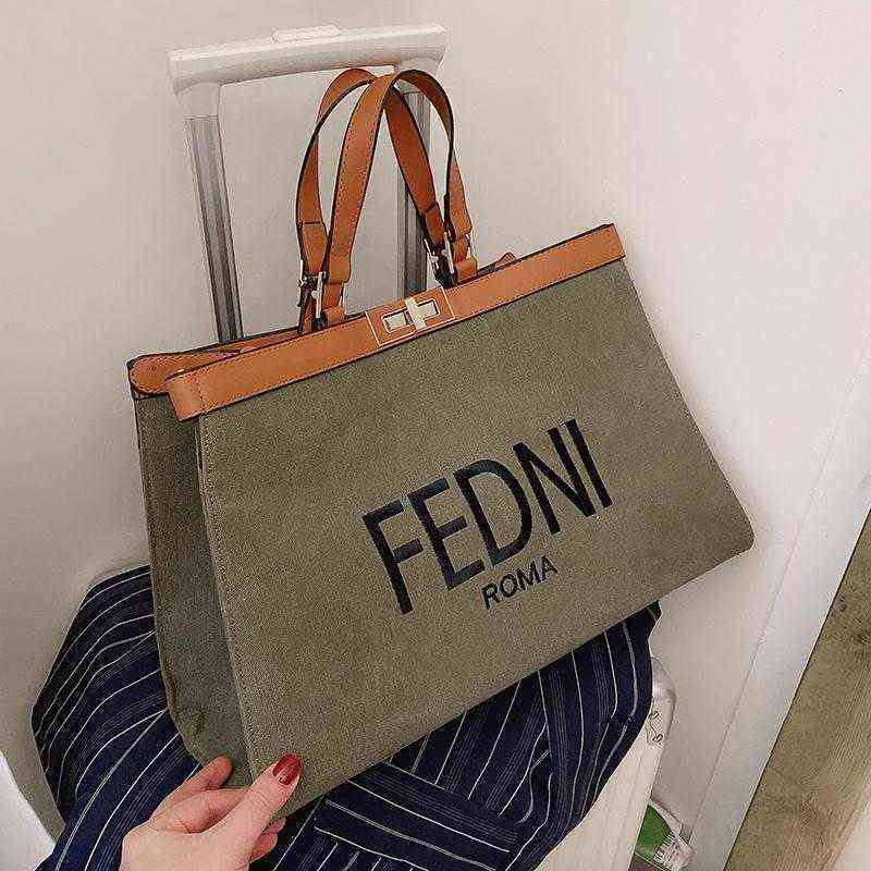 

Fashion Bag 70% OFF Online Sale Wholesale Simple Large Capacity Women's 2022 New Portable Shoulder Bag Korean Versatile Canvas Tote Bag, Brown
