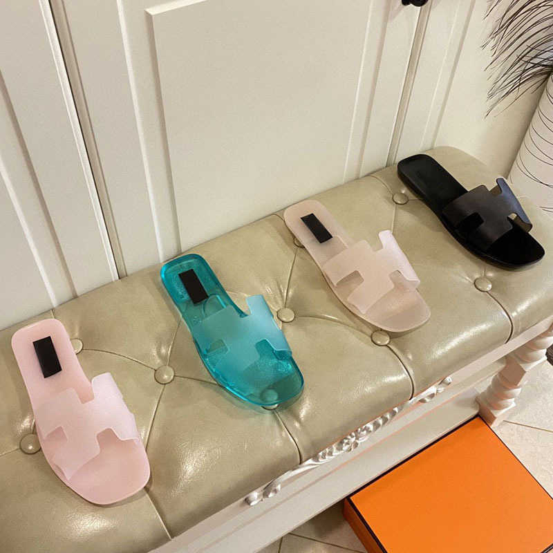 

2022 Women's Transparent Clear Jelly Slippers Crystal Sandals Flat Slides Summer Shoes Designer Flat Low Heels Slipper Slip On Beach Pool House Flip Flops Loafers, Fill postage