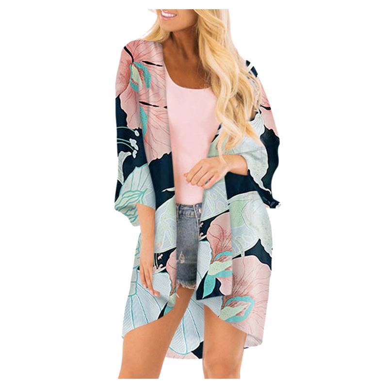 

Women' Swimwear Floral Chiffon Swimsuit Cover-ups Women Kimono Cardigan Bikini Cover Tops Beachwear Bathing Suit Summer Beach CoverupsWomen, Black