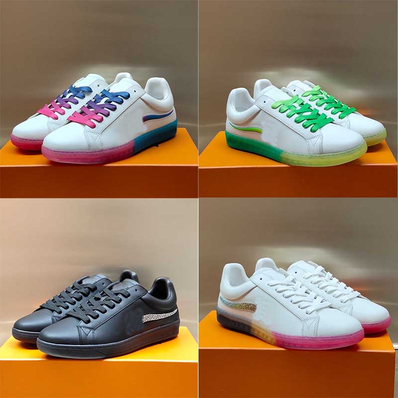 

Italian fashion men's embossed casual shoes calfskin leather flat bottom classic lace-up blue multi-white pink flowers women's sneakers, Black