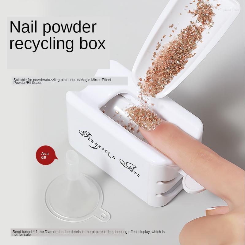 

Nail Art Equipment White ABS Double Layer French Powder Box Recycled Storage Portable Infiltration Container Tool D302 Prud22