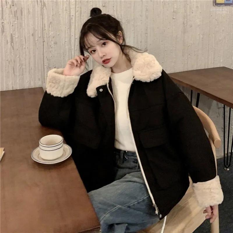 

Women's Down & Parkas Rimocy Winter Thicken Warm Women 2022 Oversized Pocket Zipper Cotton Padded Jacket Woman Turn Collar Plush Coat Lady G, Light blue