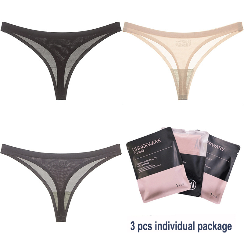 3 PCS Satin panties for girl Woman crotchless panties Fitness Girls Luxury Sexy Seamless Sex String Low Waist Sporty Women womens Underwear Cotton F
