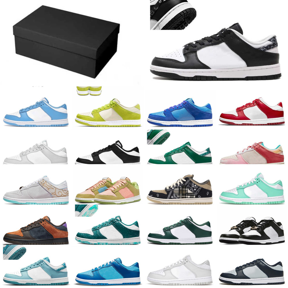 

Designers Lows Running Shoes Safari Mix Paisley UNC Blue Raspberry DUnKES Women Men Rose Whisper Low Sports Bart Simpson SB Green Cherry Sun2022, Sent with shoebox