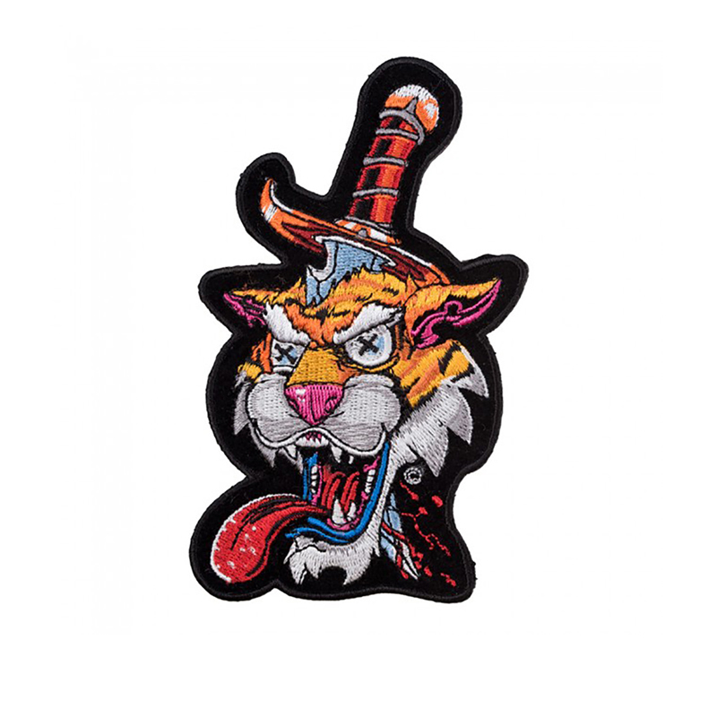 

Sewing Notions Dead Tiger Head With Dagger Embroidery Patches Iron On For Clothing Shirts Jacket Biker Patch