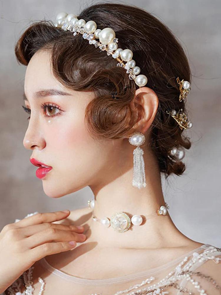 

Headpieces Luxury Pearl Rhionestone Bridal Crown Fashion Crystal Handmade Wedding Hair Jewelry Party Prom Accessories For Women Headdress