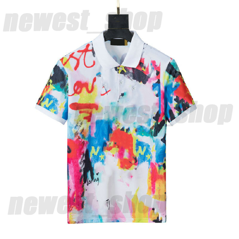 

22SS Summer Designer polo Shirts Mens luxury collar letter print TShirts fashion womens color Graffiti printing patchwork POLO t-shirt casual tshirt, Color tee
