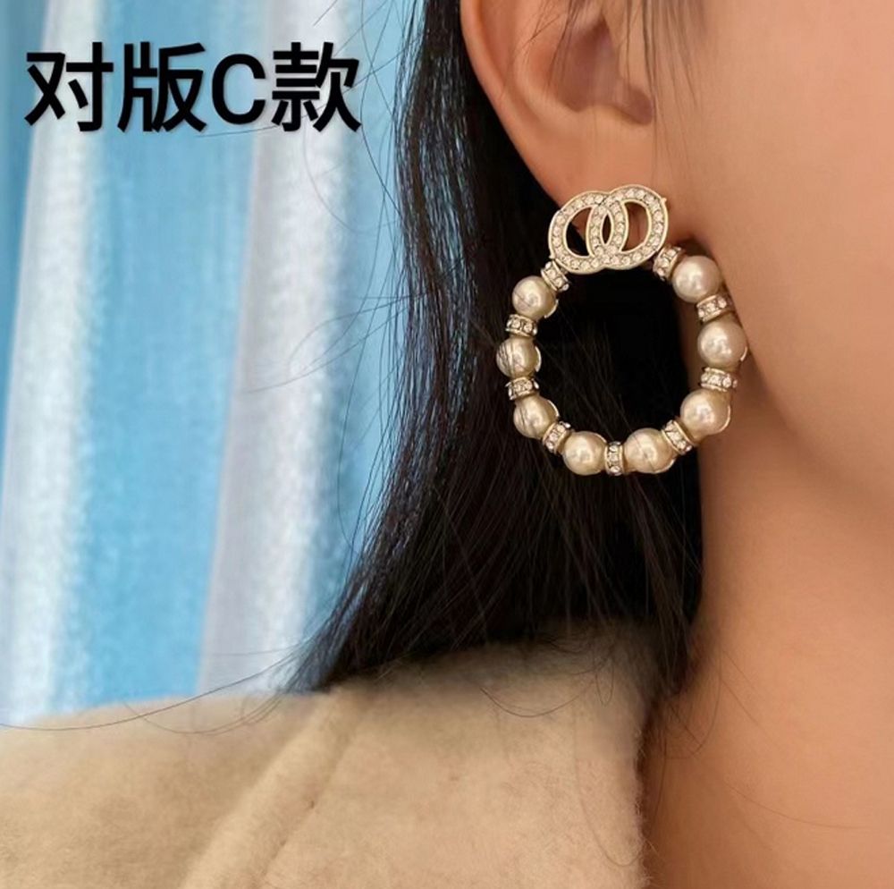 

2color Mixed Simple High Quality Brand Designer Stud 18K Gold Plated 925 Women Luxury Geometric Pearl Double Letter C Earrings for Girls Jewelry Wholesale