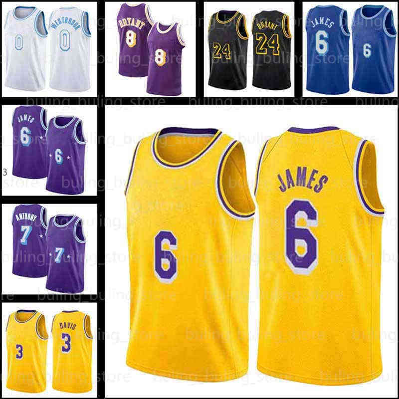 

Lebron Jersey Carmelo James Anthony 6 0 23 Russell Westbrook Basketball 8 Davis Los Angeles''Lakers''Kobe''Bryant''Black Mamba Yellow