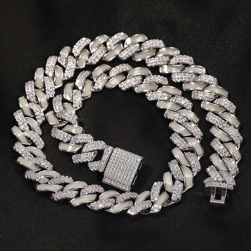 

Chains Hip Hop 3A CZ Stone Paved Bling Iced Out Luminous 13mm Rhombus Cuban Link Chain Necklaces For Men Rapper Jewelry GiftChains