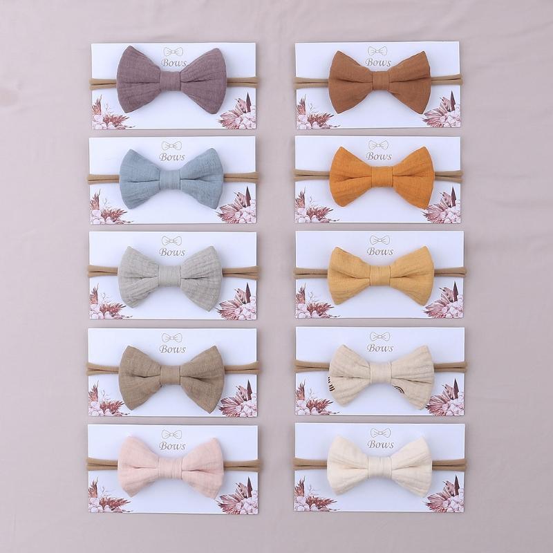 

Hair Accessories Baby Girls Elastic Bow Headband Soft Cotton Solid Color Fashion Princess Bowknot Band Born Toddler Kids Headwear