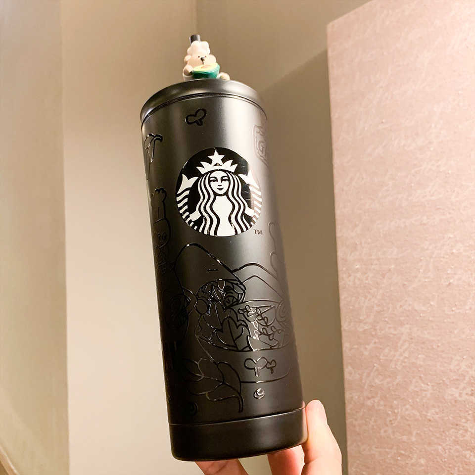 Starbucks cup green season vegetarian stainless steel straw cup with cover avocado bear large capacity water cup-image-760169587
