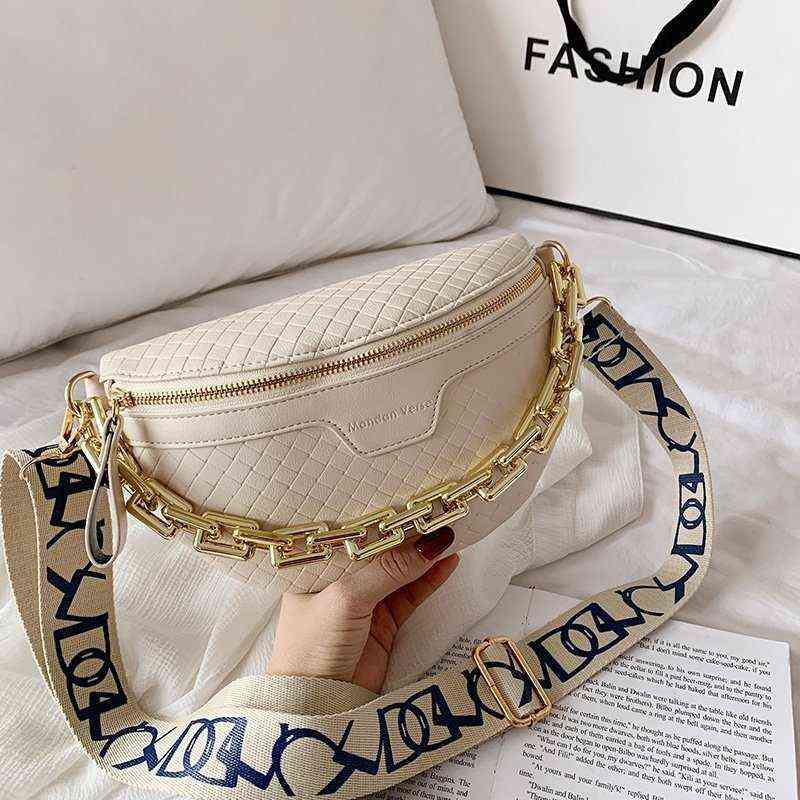 

HBP Crossbody Bag Elegant Braided Pu Leather Chain Waist s for Women Weaving Design Packs Female Fanny Pack Ladies Wide Band 220727, White bag