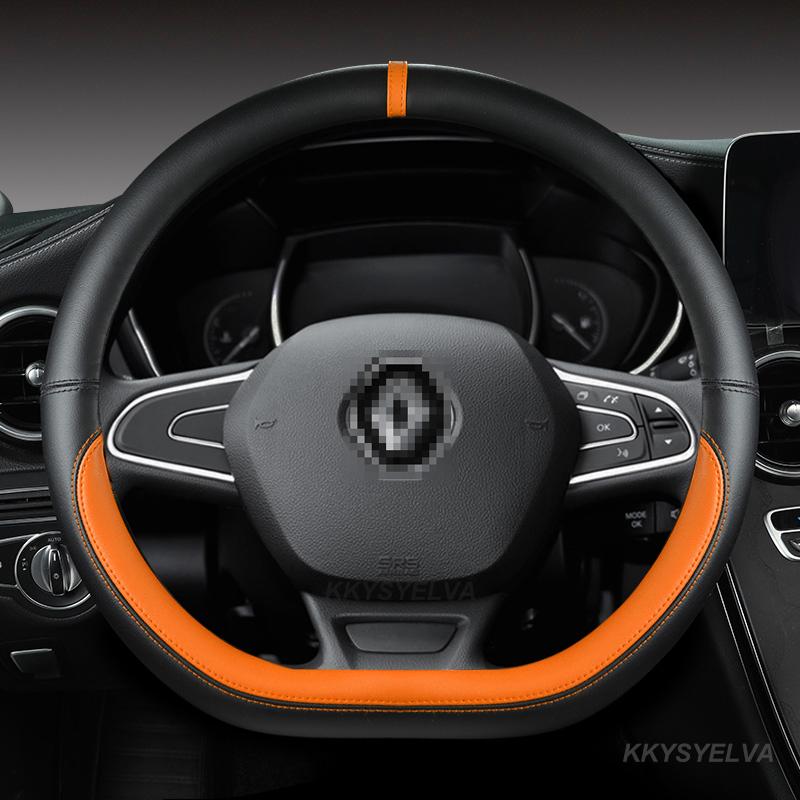 

Steering Wheel Covers Leather Car Cover For Captur Duster Megane 2/3 Clio Logan Laguna 2 Kadjar Scenic Auto AccessoriesSteering