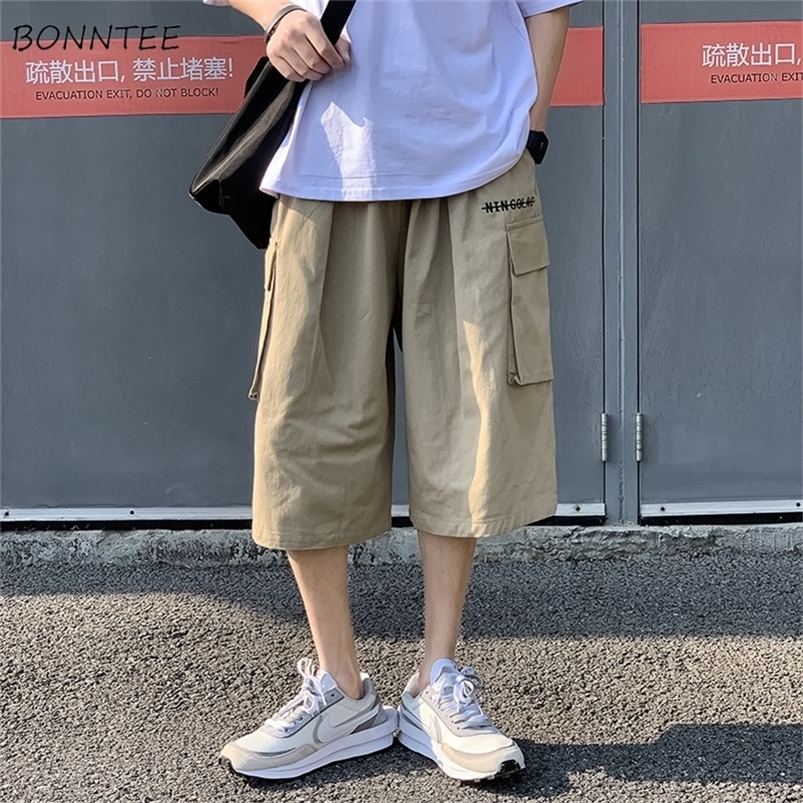 

Men's Pants Casual Cargo Men Calf length Letter Oversize All match Baggy Wide Leg Trousers High Street Hip Hop Trendy Harajuku Chic 220826, Black