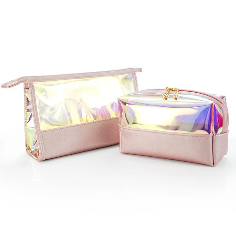 

Cosmetic Bags & Cases 1pc TPU Laser Magic Color Box Korean Fashion Zipper Women Waterproof Large Capacity Travel Make Up, 01