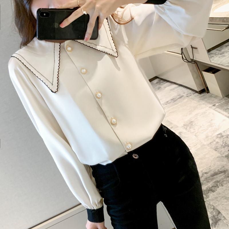 

Woman Good Quality Feminina Women' Vintage Blouse Fashion Clothes 2022 Spring Autumn Chiffon Shirts Female A6098 Blouses, Pink