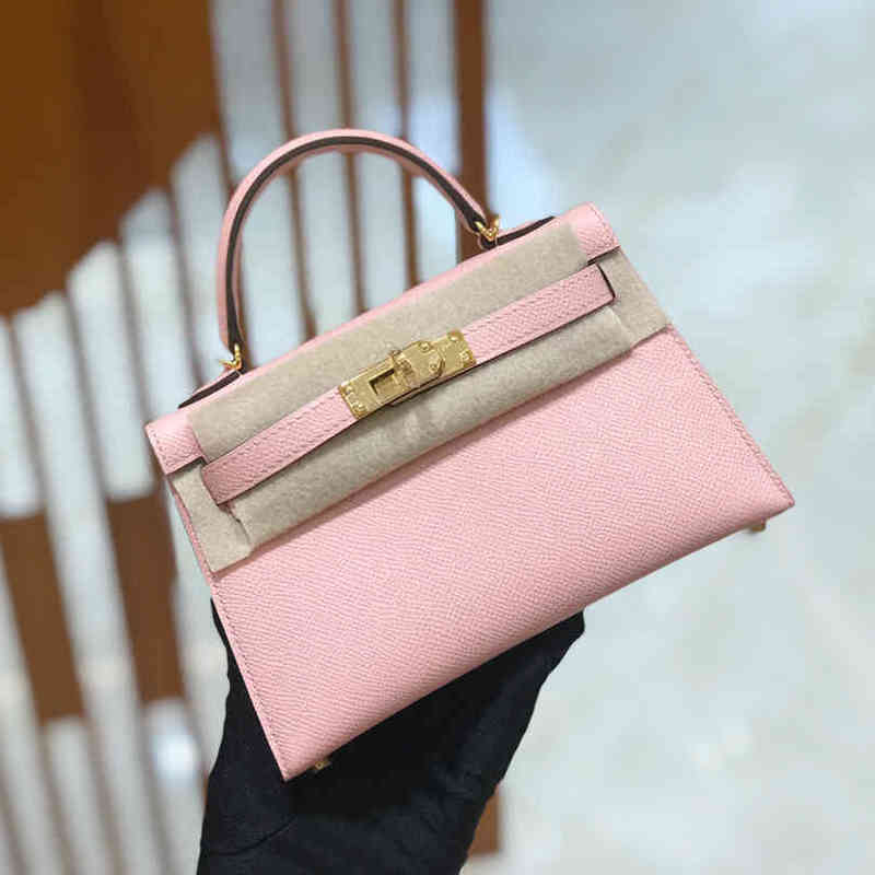 

Herme Designer Handbag Advanced Mini Kelys Female Summer Leather Bridal Pink White