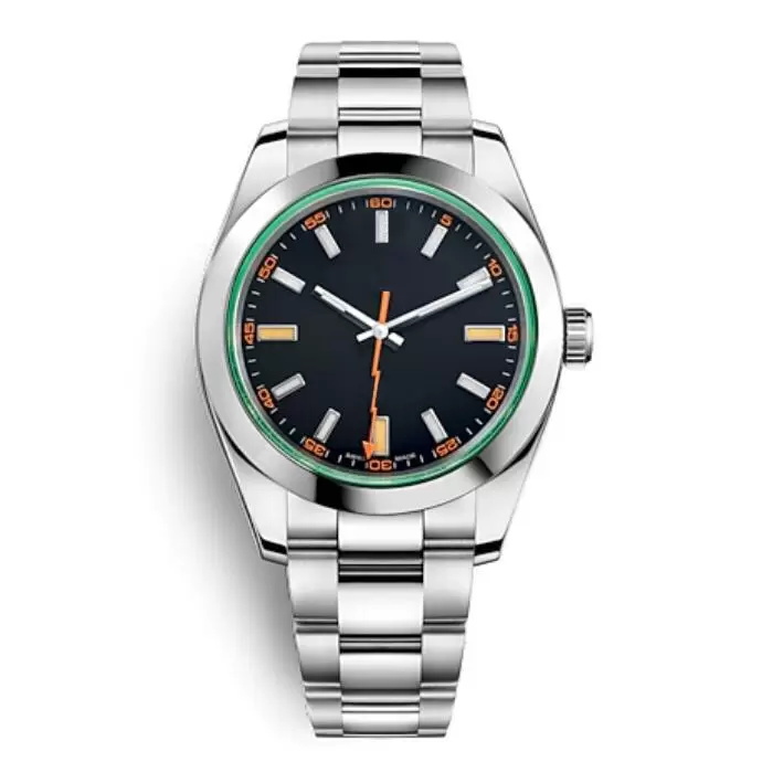 

Mens Black 40mm Automatic Movement Stainless Steel Watches Men Mechanical Designer Light Blue Fashion Business Sapphire Glass Wristwatch Gift