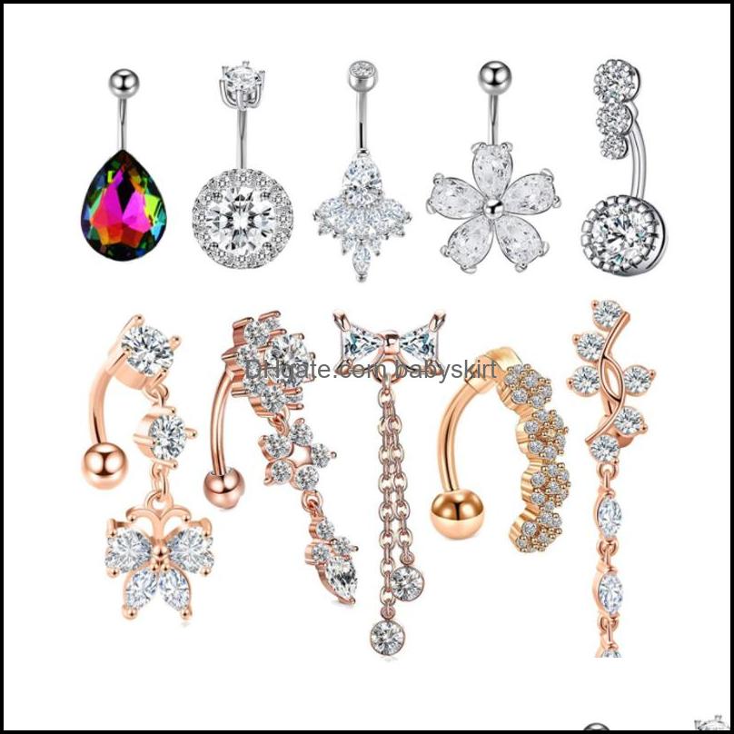 

Body Arts Tattoos Art Health Beauty Dangle Belly Button Ring Set 14G Zircon Navel Barbell For Both Men And Momen Drop De Dhwrj