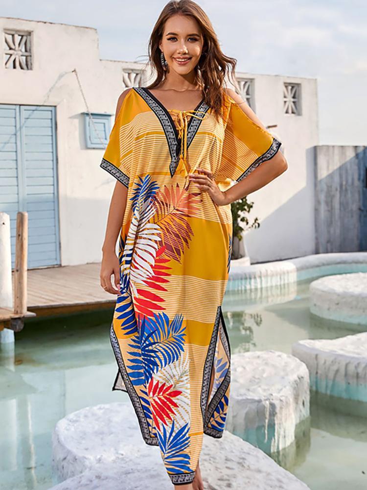 

Women's Swimwear Beach Cover Up V Neck Sexy Maxi Dress Robe De Plage Saida Praia Bathing Suit Ups Pareo Sarong BeachwearWomen's, Blue