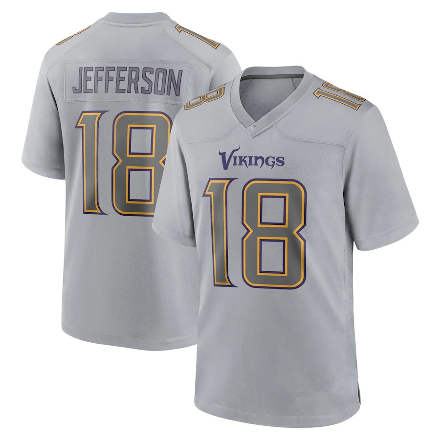 

Justin Jefferson #18 Minnesota''Vikings''MEN Atmosphere Fashion football Jersey Silver