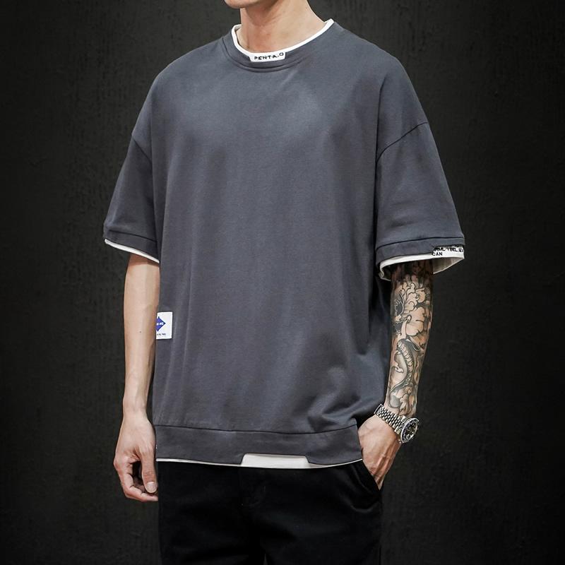 

Men's T-Shirts Short Sleeve T Shirt Men Casual Mens Cotton Plus Size Tshirt O-neck Summer Tee Running Fashion Tshirts 4XL 5XLMen's, Da0001 purple white