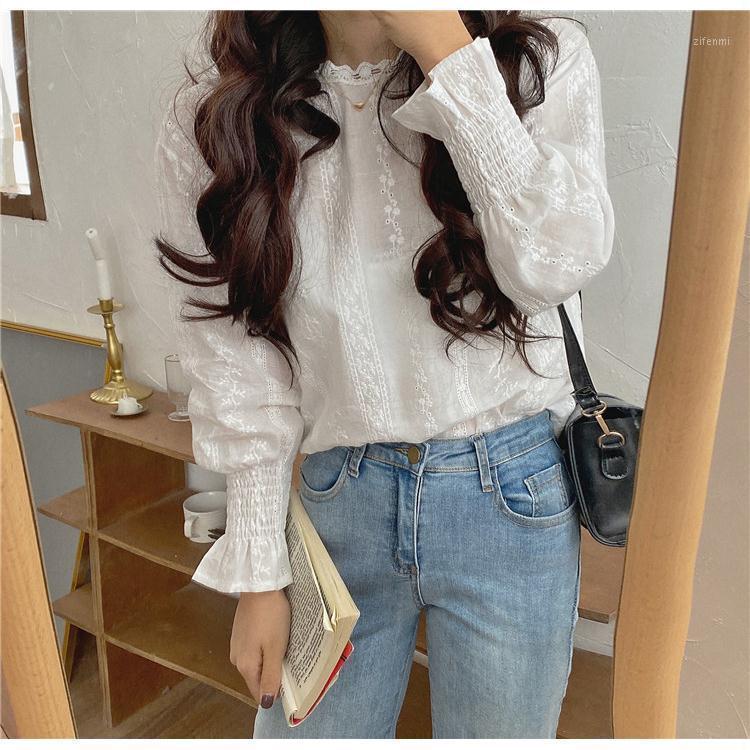

Women's Blouses & Shirts Women Blouse Spring White Shirt Lace Lantern Sleeve Blusas Ropa De Mujer