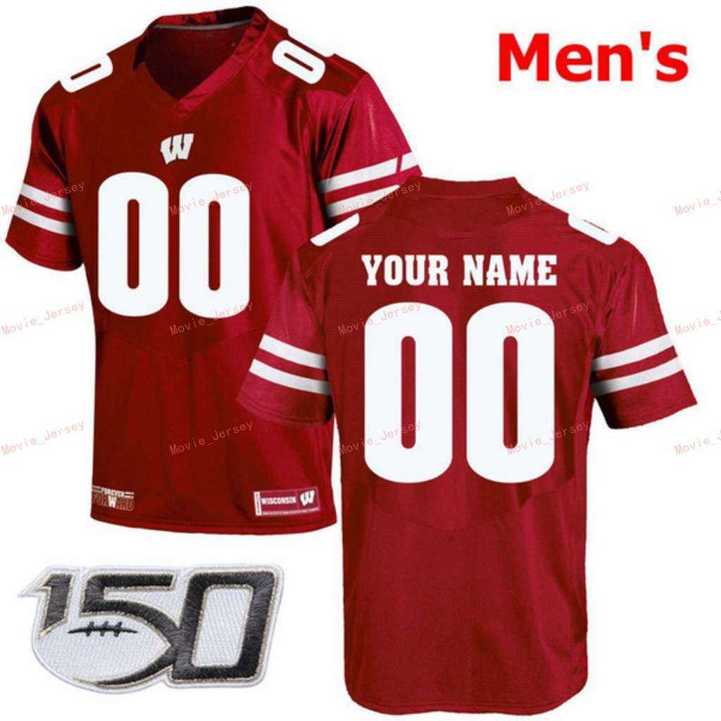 

2022 Stitched Custom 37 Garrett Groshek 4 AJ Taylor 42 TJ Watt 45 Alec Ingold Wisconsin Badgers College Men Women Youth Jersey, Womens white with 150th patch