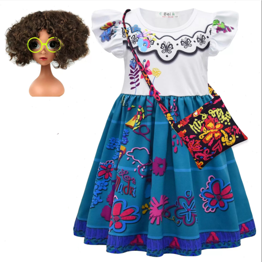 

Kids Dresses For Girls EncantoLess Dress Cartoon Flowers Pattern Summer Children Beach 3-9y, Color11