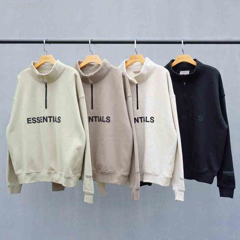 Sweats à capuche Sweats Sweats Double brouillard Far of God Thread Essentials Essentials Blasping Half High Collar Men's Fashion