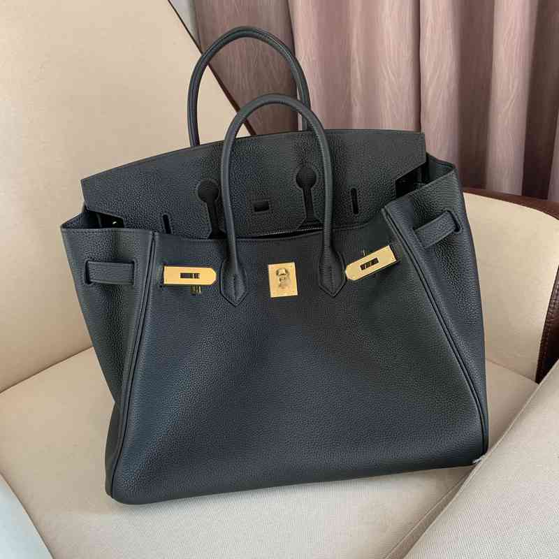

Birkins 2022 New Platinum Bag Togo Cowhide Lychee Pattern Leather Hand Lock Black Versatile Leisure Light Luxury Bag, 25cm other color gold and silver buckle
