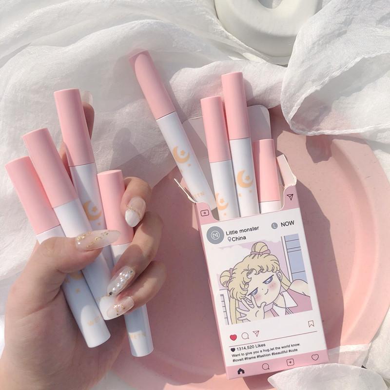 

Lip Gloss 8pcs/Box Kawaii Lipstick Set Matte Velvet Long Lasting Plum Berry Liquid Korean CosmeticsLip, 1 set
