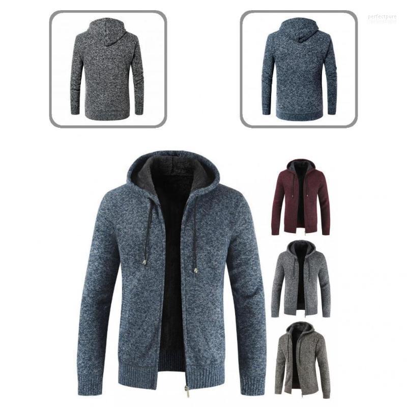 

Men's Sweaters Thickened Comfy Hooded Plush Lining Drawstring Men Sweater Coat For Daily Wear Perf22, Blue