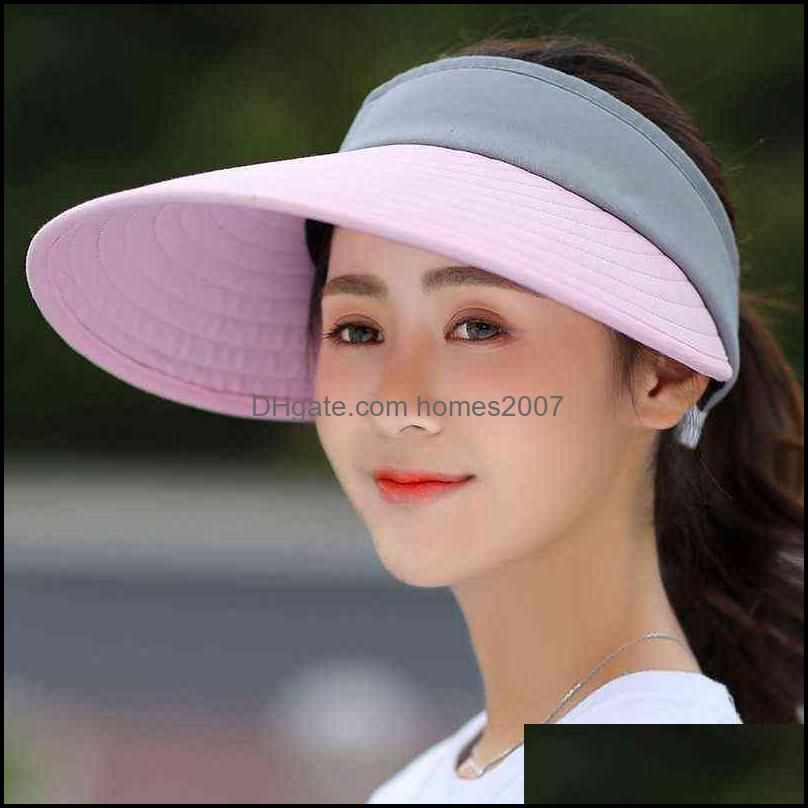 

Visors Sunhat Women Summer Sun Visor Wide-Brimmed Beach Adjustable Uv Protection Female Cap Packable 220127 Drop Delivery 2021 Hats Caps H
