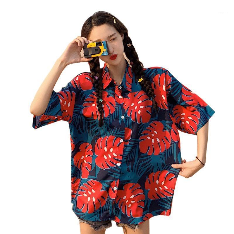 

Blouse Women Korean Style Cartoon Print Turn-down Collar Lapel Shirts Tops Button Loose Blouses Blusas Mujer De Moda Women's &