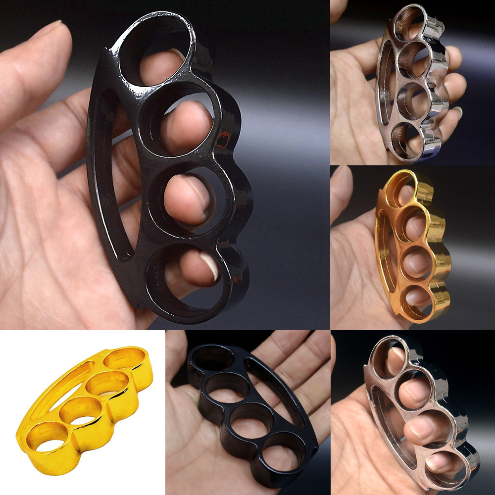 

Round Thickened Trumpet Head Ring Edc Four Finger Martial Arts Boxing Fist Buckle Car Defense Tiger JCLQ