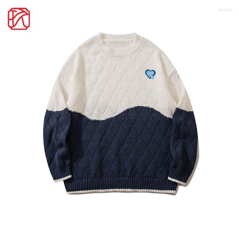 

Men's Sweaters Color Matching Loose O Neck Sweater Men's Autumn Winter Korean Long-sleeve Men Casual Pullover Knitted TopMen's Kenn22, White