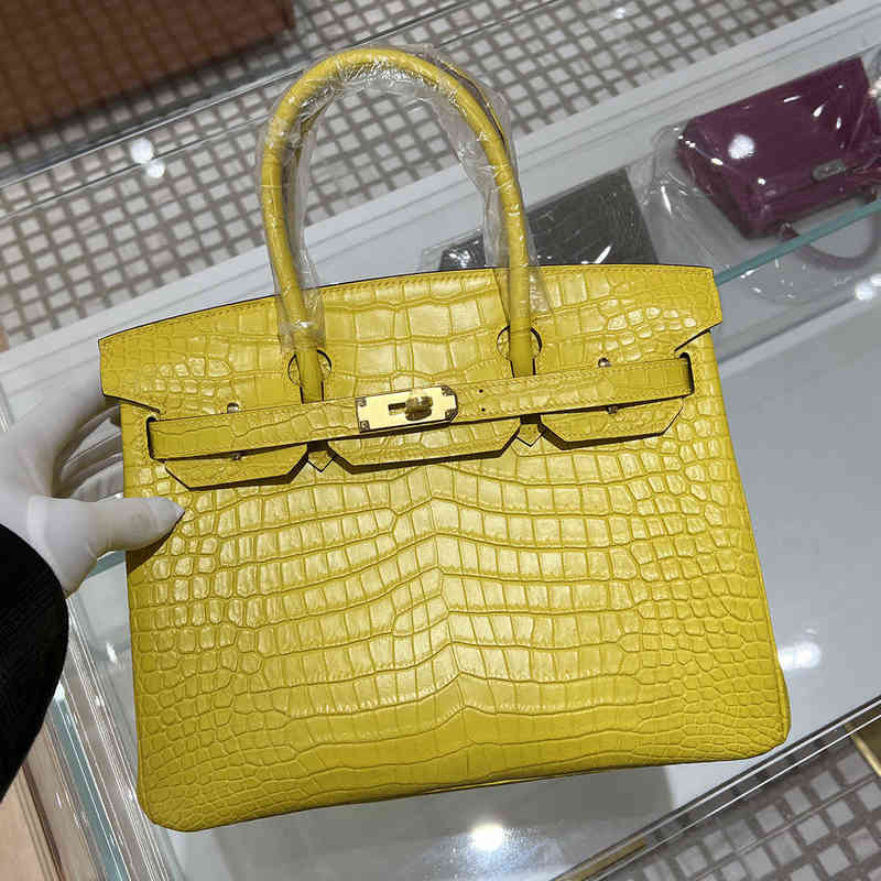 

Custom Women's Bag Matte Inverted v Bay Crocodile Leather Portable Platinum Bag h Home Full Manual Wax Line Leather Hand Bag, More colors