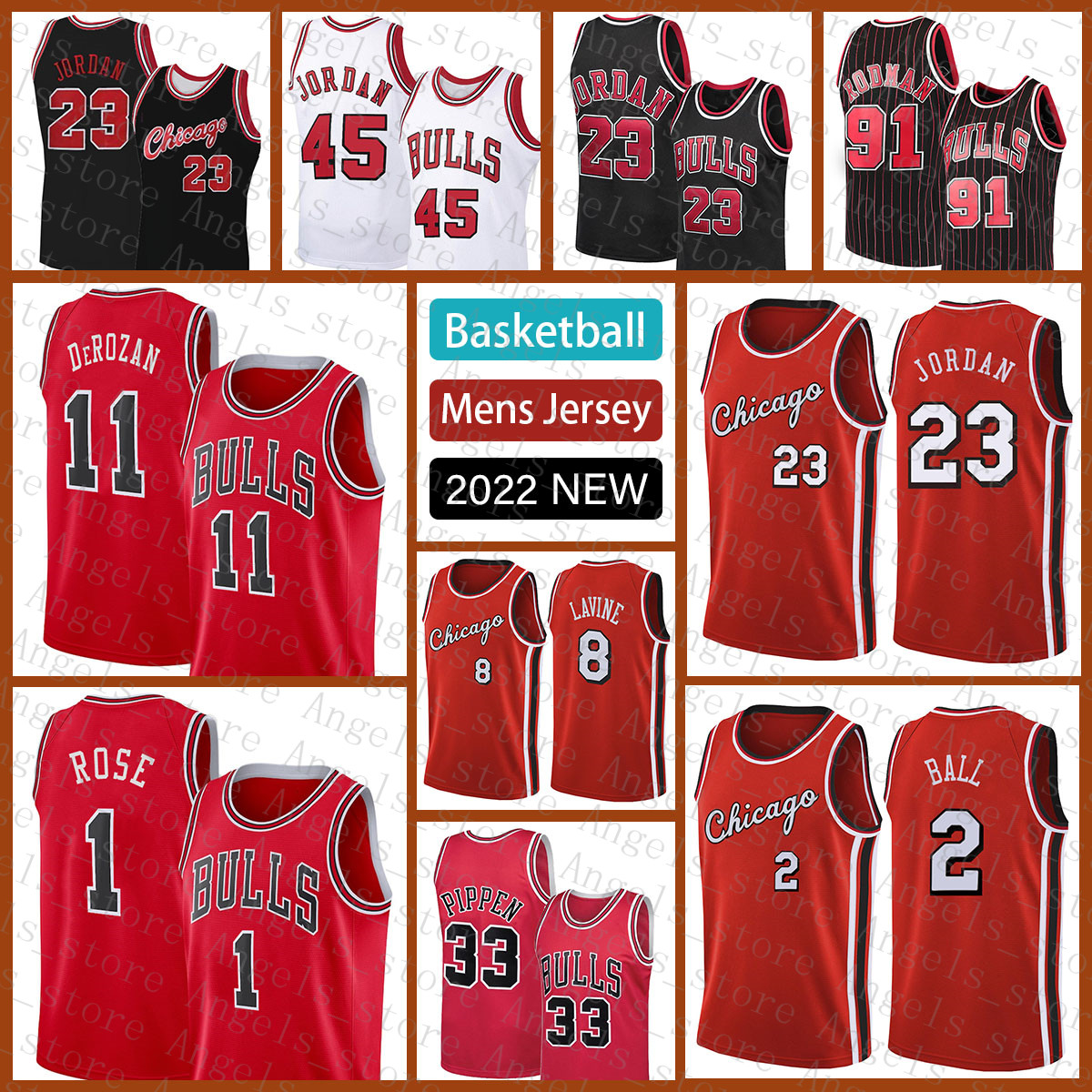 

Basketball Jersey 23 45 9 2 11 1 8 33 Chicago''Bulls''Men Michael Lonzo Ball Demar DeRozan Derrick Rose Zach LaVine Scottie Pippen 811