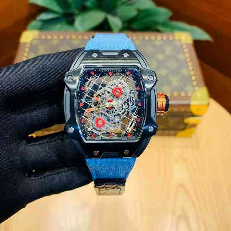 

uxury watch Date Luxury Mens Mechanics Watch Richa Wristwatch Richa's Same Mechanical Soul Sports Hollow Out Large Dial Waterproof Full-automatic Wi, Sky blue