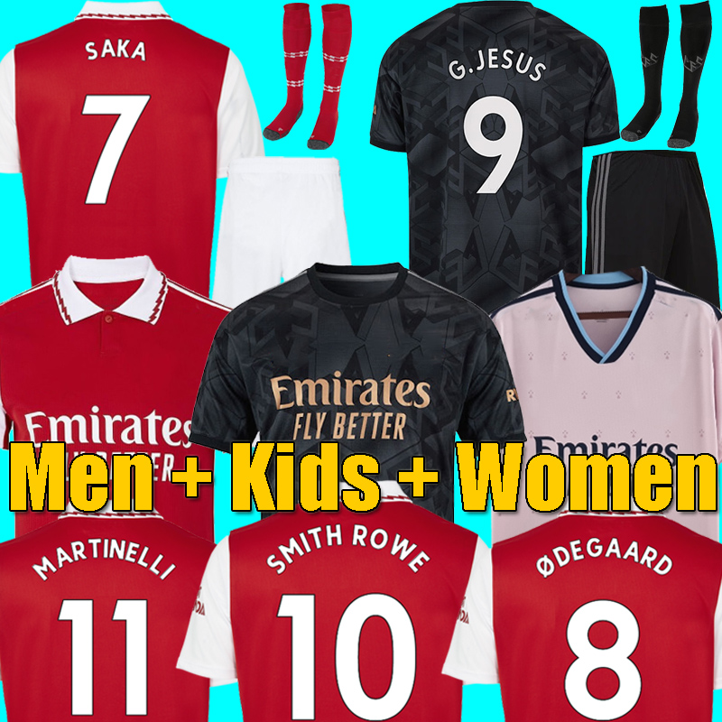 

22 23 SMITH ROWE PEPE SAKA soccer jerseys Fans Player version ODEGAARD THOMAS G.JESUS MARTINELLI TIERNEY 2022 2023 no more red football shirt Men Kids women kit sets, Home kids +socks