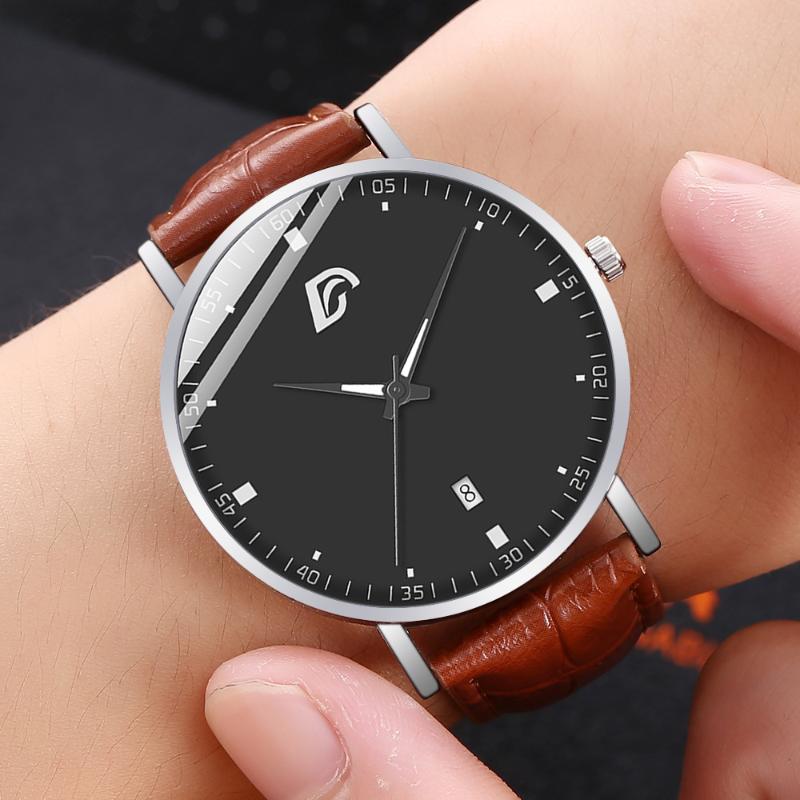 

Wristwatches Men Watches 2022 Luxury Leather Strap Calendar Watch Luminous Quartz Sports Ultra Thin Relogio Masculino