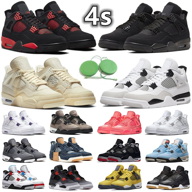 

4 4s Men Women BasketBall Shoes Sneaker Military Black Cat Red Thunder White Oreo UNC Blue Sail Metallic Lightning Bred Grey Infrared Mens Trainers Sports Sneakers, Color#46