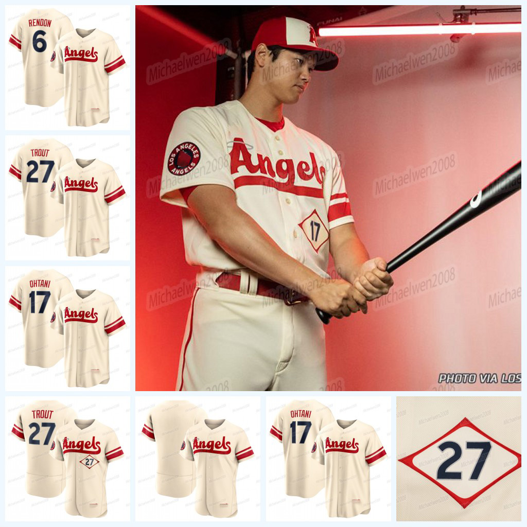 

17 Shohei Ohtani 2022 City Connect Jersey LA 27 Mike Trout Angels Raisel Iglesias Taylor Ward Juan Lagares Tyler Wade Reid Detmers Anthony Rendon Kurt Suzuki, Men cool base