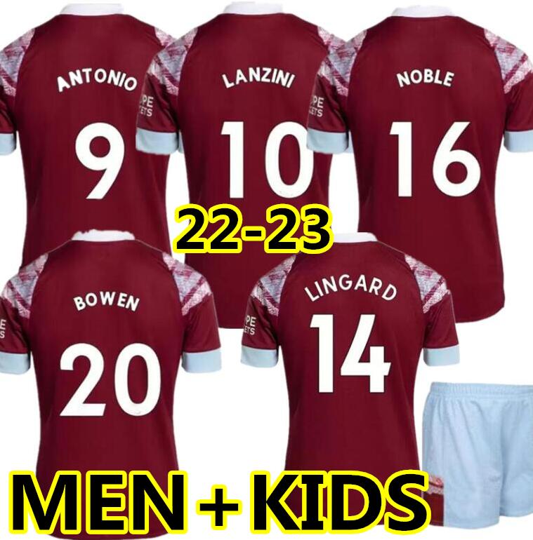 

22 23 West Hams BOWEN RICE Soccer Jerseys BENRAHMA LANZINI ANTONIO YARMOLENKO NOBLE FORNALS DAWSON Vlasic SOUCEK 2022 2023 men kids Football Shirt, Kids size