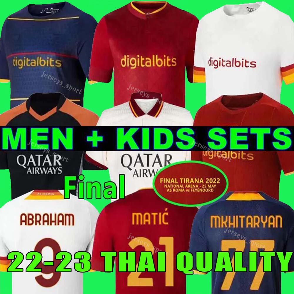 

21 22 23 SOCCER JERSEYS ROMA home final Pastore Pellegrini Abraham 2022 2023 totti Zaniolo DZEKO MANCINI KUMBULLA men and kids kit FOOTBALL EL SHAARAWY Uniform rome, 21 22 home kids