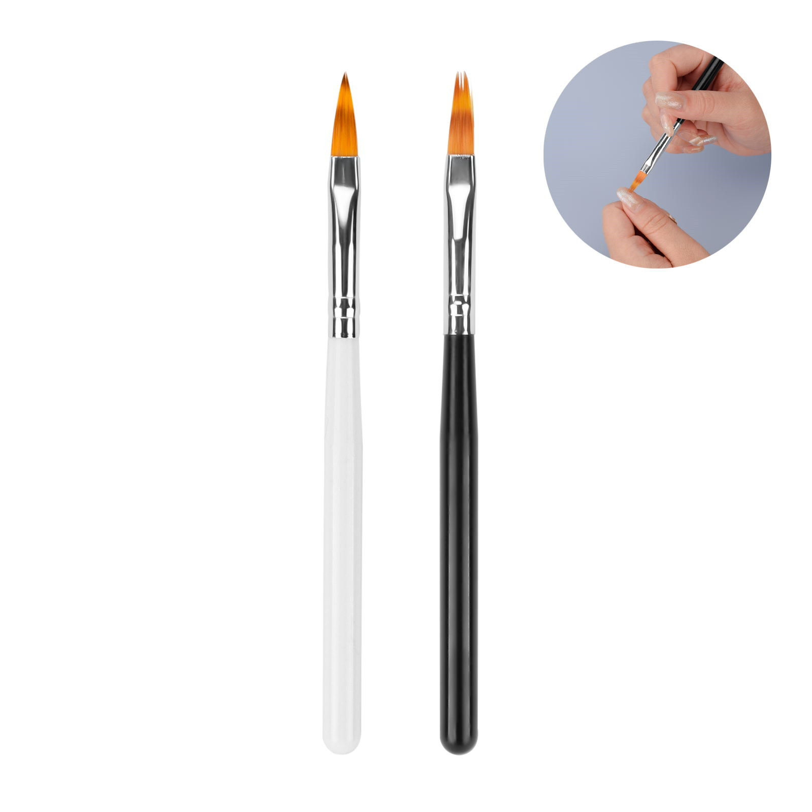 

Black and White Wooden Handle Delicate Wool Head Nail Art Carving Pen 2pcs