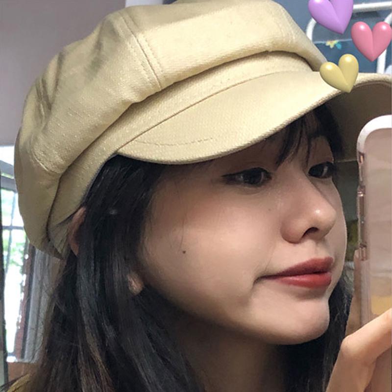 

Berets Foux Sboy Caps Summer Spring Women Thin Baker Boy Painter Hat Pure Color Adjustable Retro Korea Japanese Style FashionBerets, Black