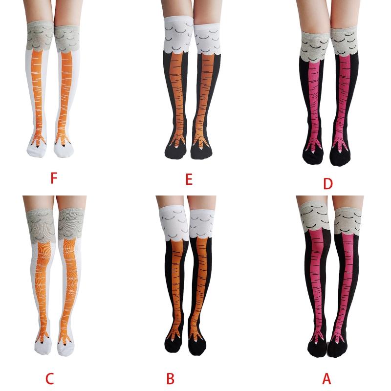 

Socks & Hosiery Women Girls Funny Chicken Legs Stripes Printing Long Novelty Knee-High Thigh-High Cotton Stockings Cosplay CostumeSocks